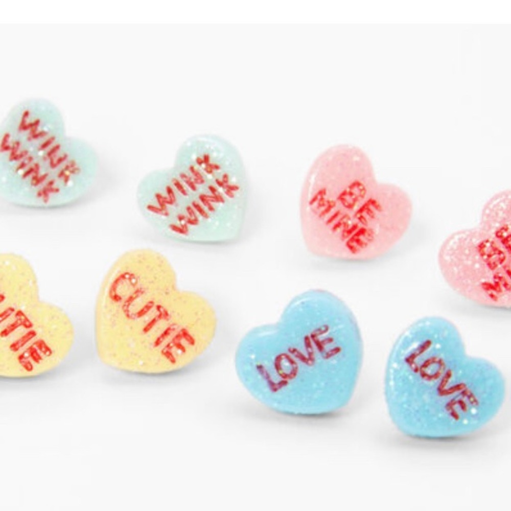 NWT Glitter Conversation Hearts | Valentine’s Day Stud Earrings